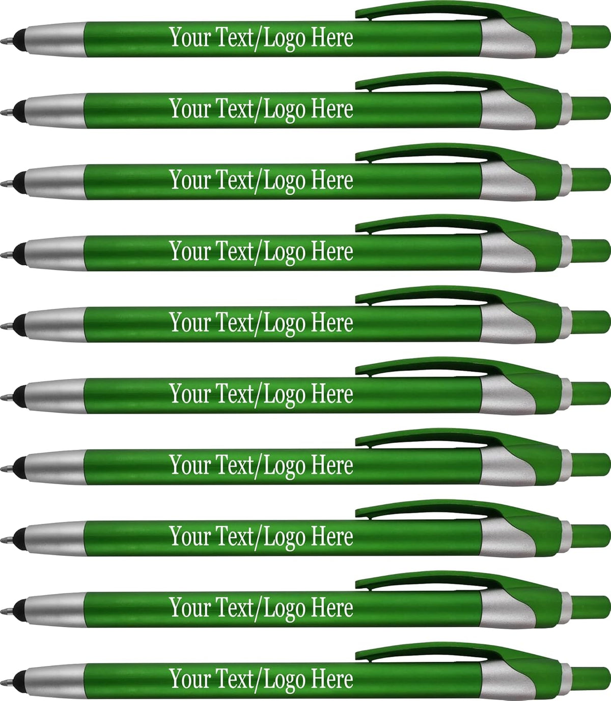 Personalized With your Custom Logo or Text Pens-Pack of 450- for Marketing, Parties, and Events, 2 in 1 Capacitive Stylus & Ballpoint Pen Compatible With Touchscreen Devices, Blue Ink, Green Pens