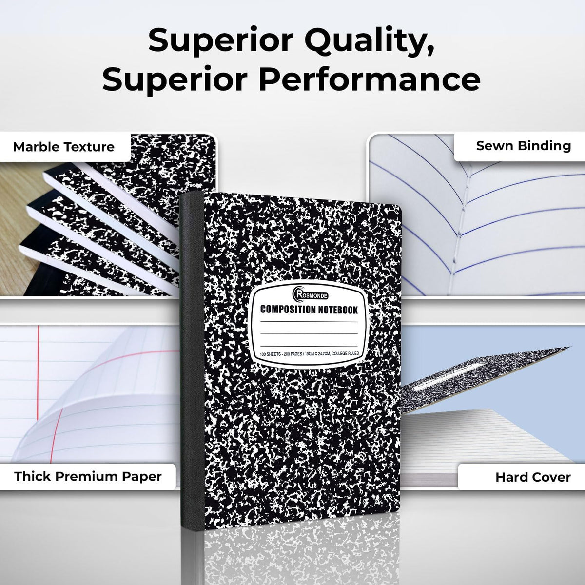 2000 Pack (Pallet) Composition Notebooks Bulk, College Ruled, Full Pallet of Notebooks, 200 Pages (100 Sheets), 9-3/4 x 7-1/2, Bulk Notebooks for School, College & Office, 4-7 Days Transit