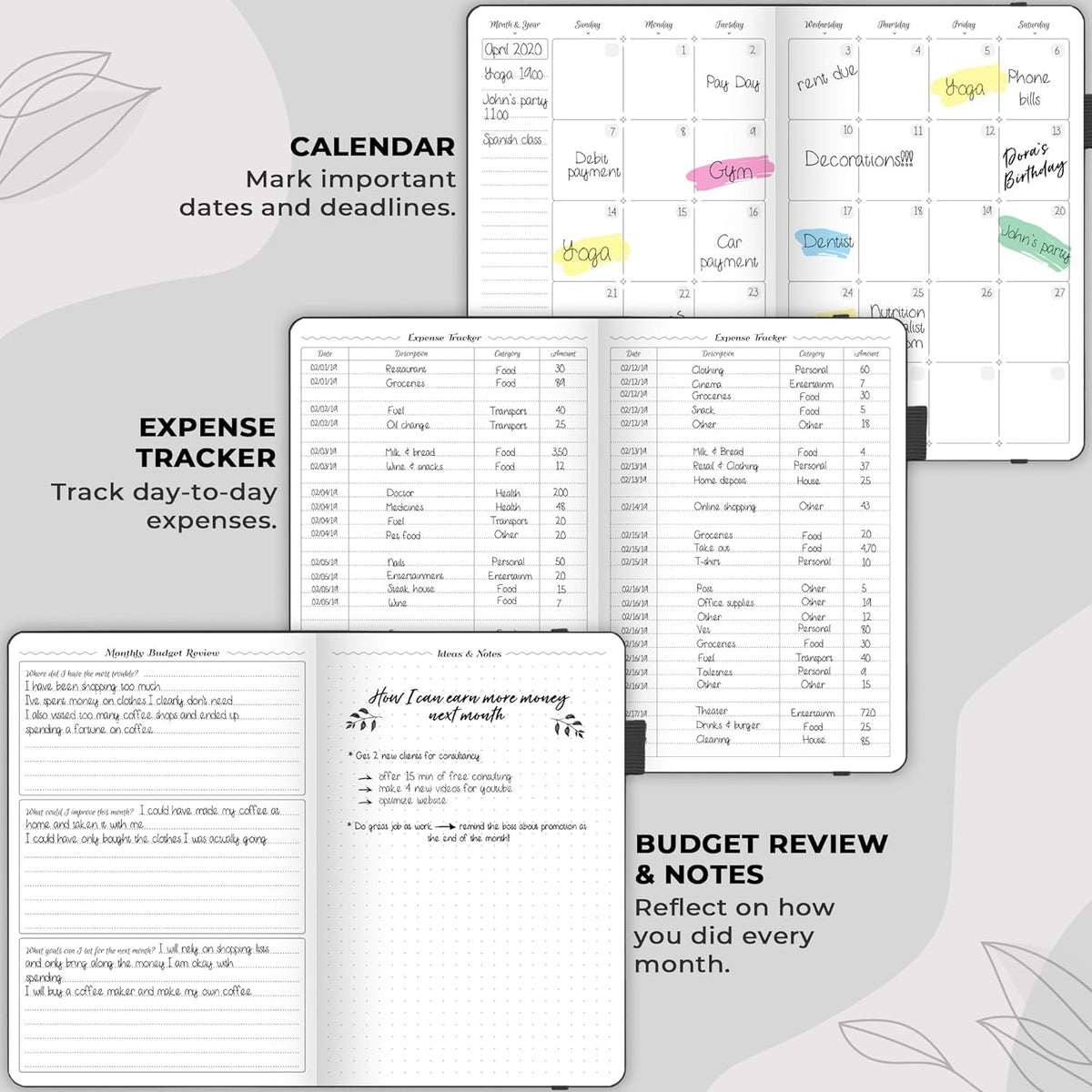 GoGirl Budget Planner – Monthly Financial Planner Organizer Budget Book. Expense Tracker Notebook Journal to Control Money, A5 (Black)