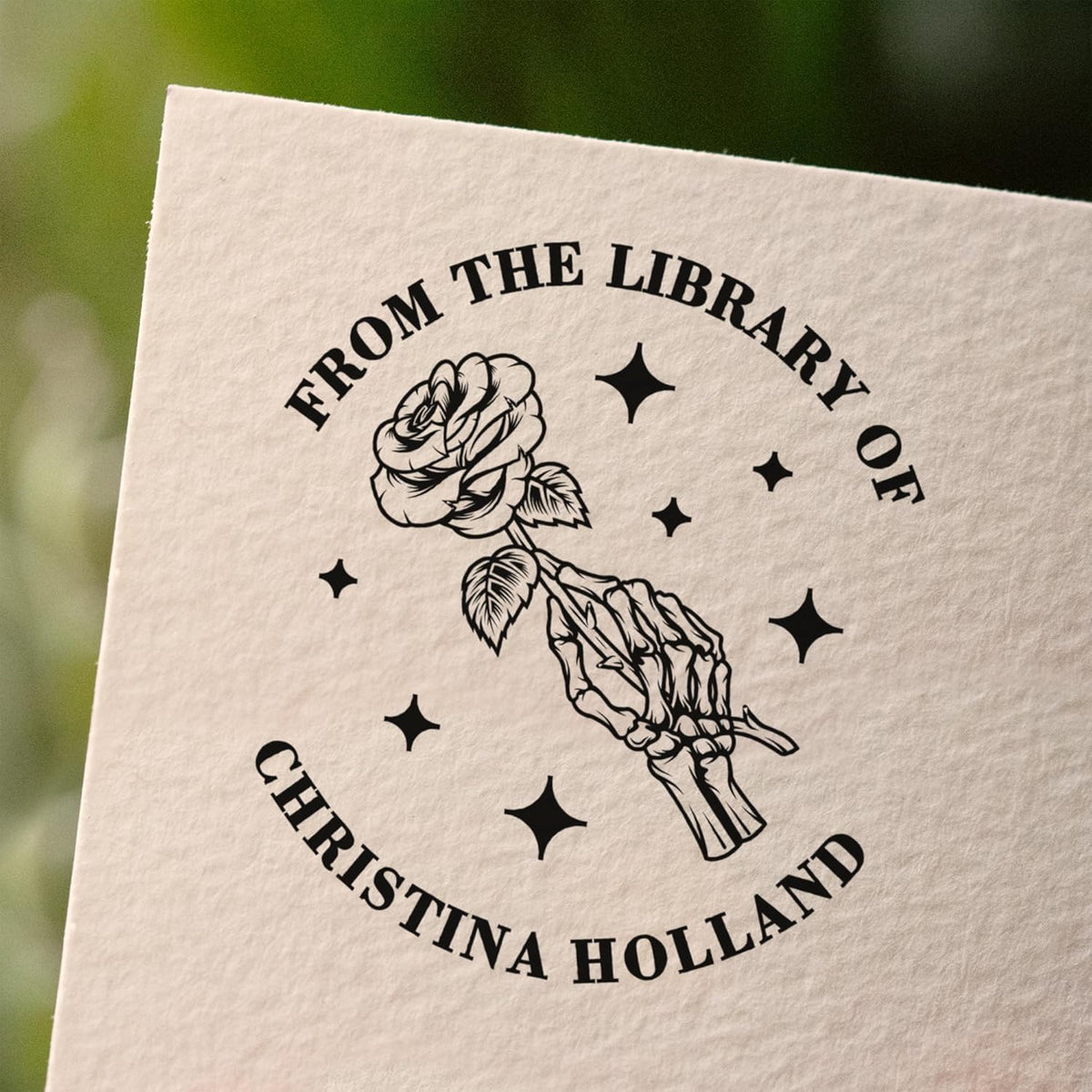 from The Library of Embossers & Stamps for Fantasy Book Readers | Custom Embosser | Custom Stamp | Ex Libris | Elevate Your Fantasy Collection of Stories and Novels (Design 17, Wood Hand Stamp)