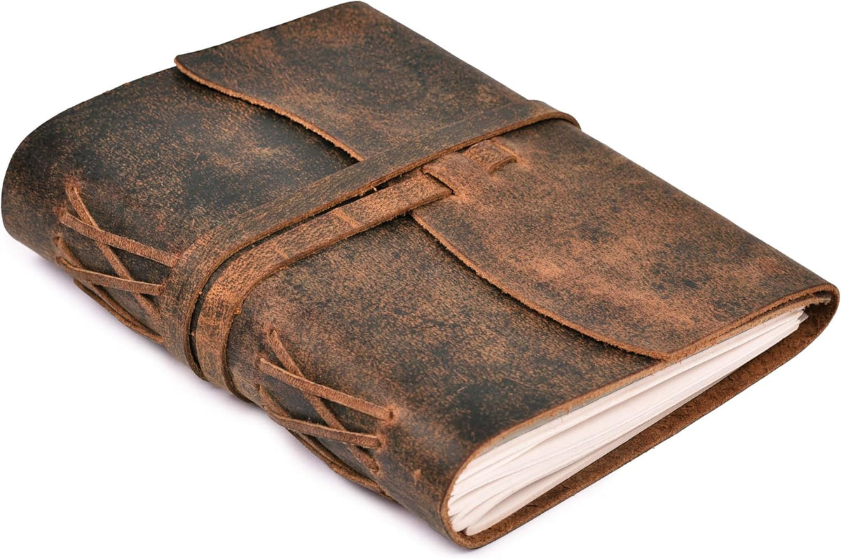 LEATHER VILLAGE Vintage Leather Journal A4 - Brown | 240 Lined Pages | Rustic Notebook for Travel, Office & Personal Use | Handmade College Ruled Diary for Men & Women