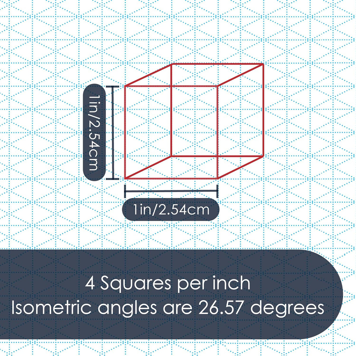 11" x 17" Isometric Graph Paper 50 Sheets Portrait - 0.25" Grid, Non-photo Blue, High Brightness, Drafting, Engineering, Art, 3D Design (1-Pack)