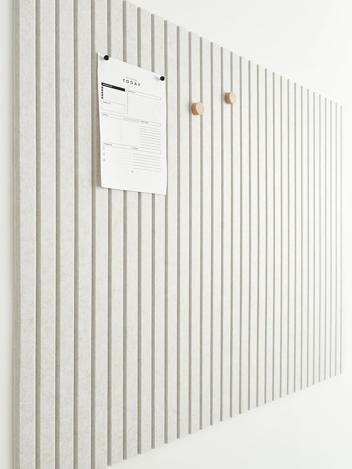 Large Cork Boards for Walls Black Felt Board Alternative - Slat Wall Paneling, Felt Bulletin Board Tiles for Office Decor, Push pin Board Office Wall Organizer -12-Pack (Ivory Tan)