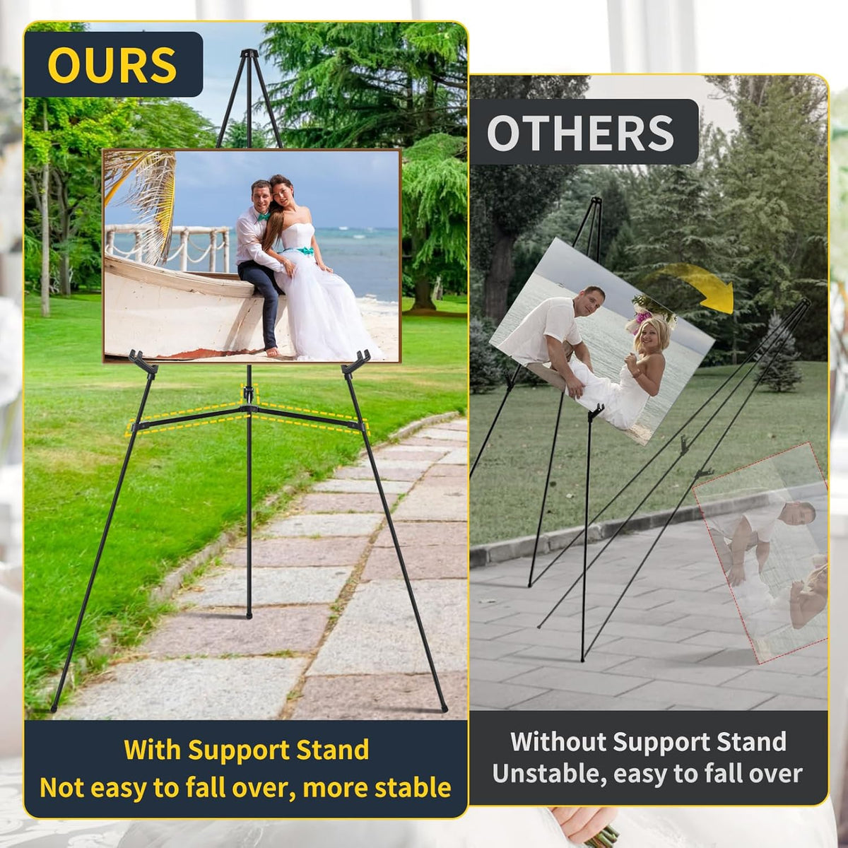 3 PCS Black Easel Stand for Wedding Sign Stand, 65 Inch Adjustable Metal Easels for Display, Portable Folding Easel for Wedding, Display Show, Arts, Poster with Portable Bags