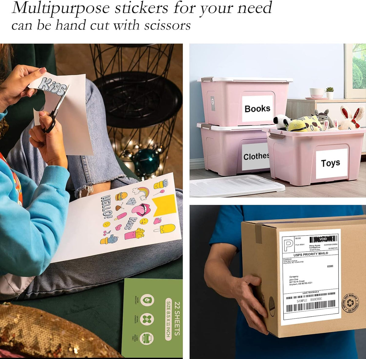8.5 x 5.5 Half Sheet Shipping Labels for Laser and Inkjet Printers, 2 Per Page Self Adhesive Mailing Labels, White Blank Labels [500 Sheet 1000 Labels]