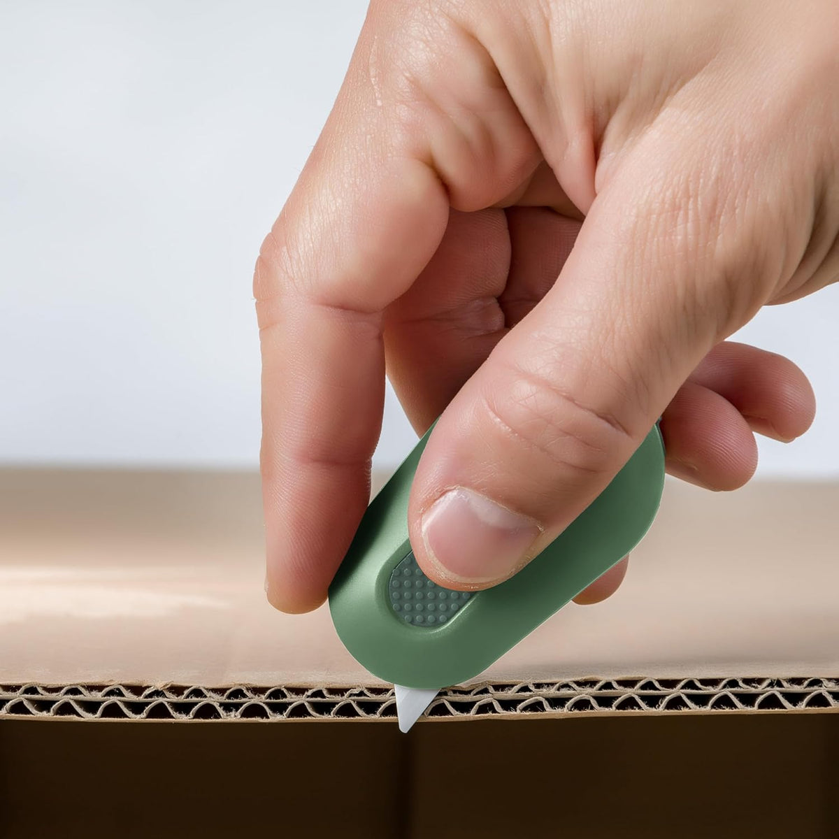 Slice Mini Box Cutter | Manual Retracting | Safe Ceramic Box Cutter Lasting 11x Longer than Metal | Box Opener | 1 Pack | Sage