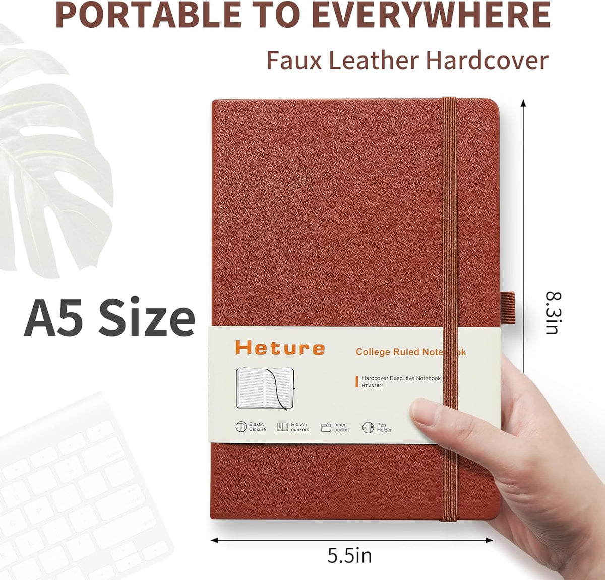 Hardcover Notebooks, A5 Lined Journals Notebook for Writing 160 Pages, 8.2 x 5.5 inch, Classic Ruled Notebooks for College/Work/Travel(Brown 1 Pack)