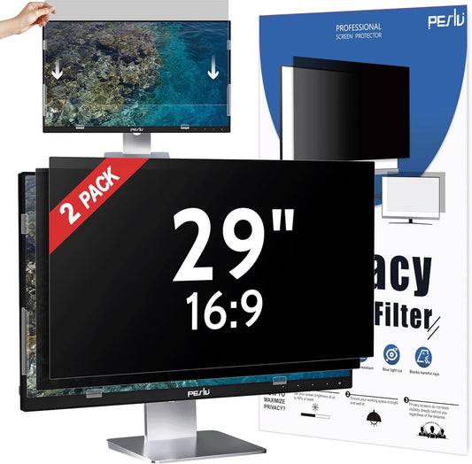 [2 Pack] 29 Inch Privacy Screen for Computer Monitor 21:9 Aspect Ratio, Eye Protection Anti Blue Light Glare Shield, 29inch Removable Black Blackout Anti Spy Desktop Security Private Filter