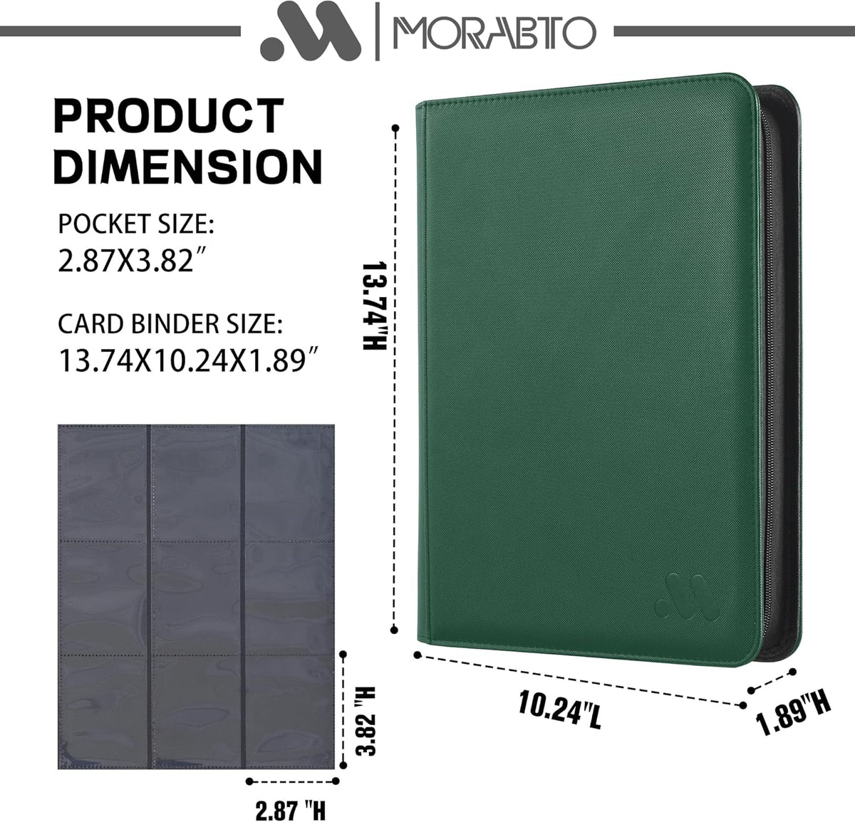 Card Binder 9 Pocket,Trading Card Binder Holds up to 360 Cards with 20 Sleeves,Zipper Card Holder Album Compatible with TCG Card/Game Cards/Sports Card