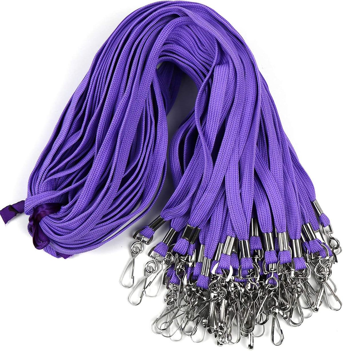 Beebel Lanyard 50PCS Lanyards with Swivel Hook clips for ID Name Badge Holder (Purple)