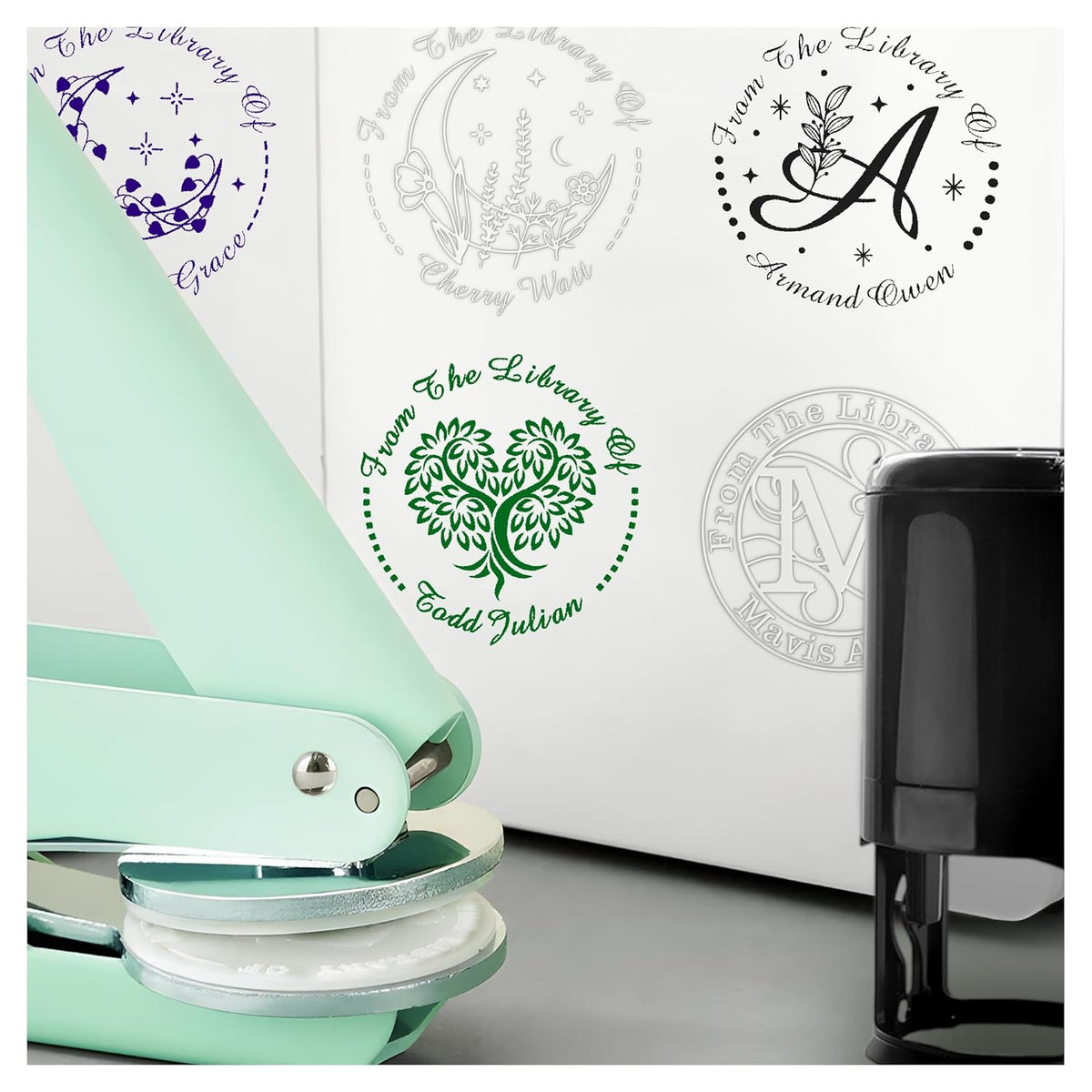 Customized Book Embosser Tree of life Color Stamp with Your Name or Design Personalized Library Embosser Stamp Custom Books Business Cards Paper Documents Notebooks etc. (Tree of Life-03)