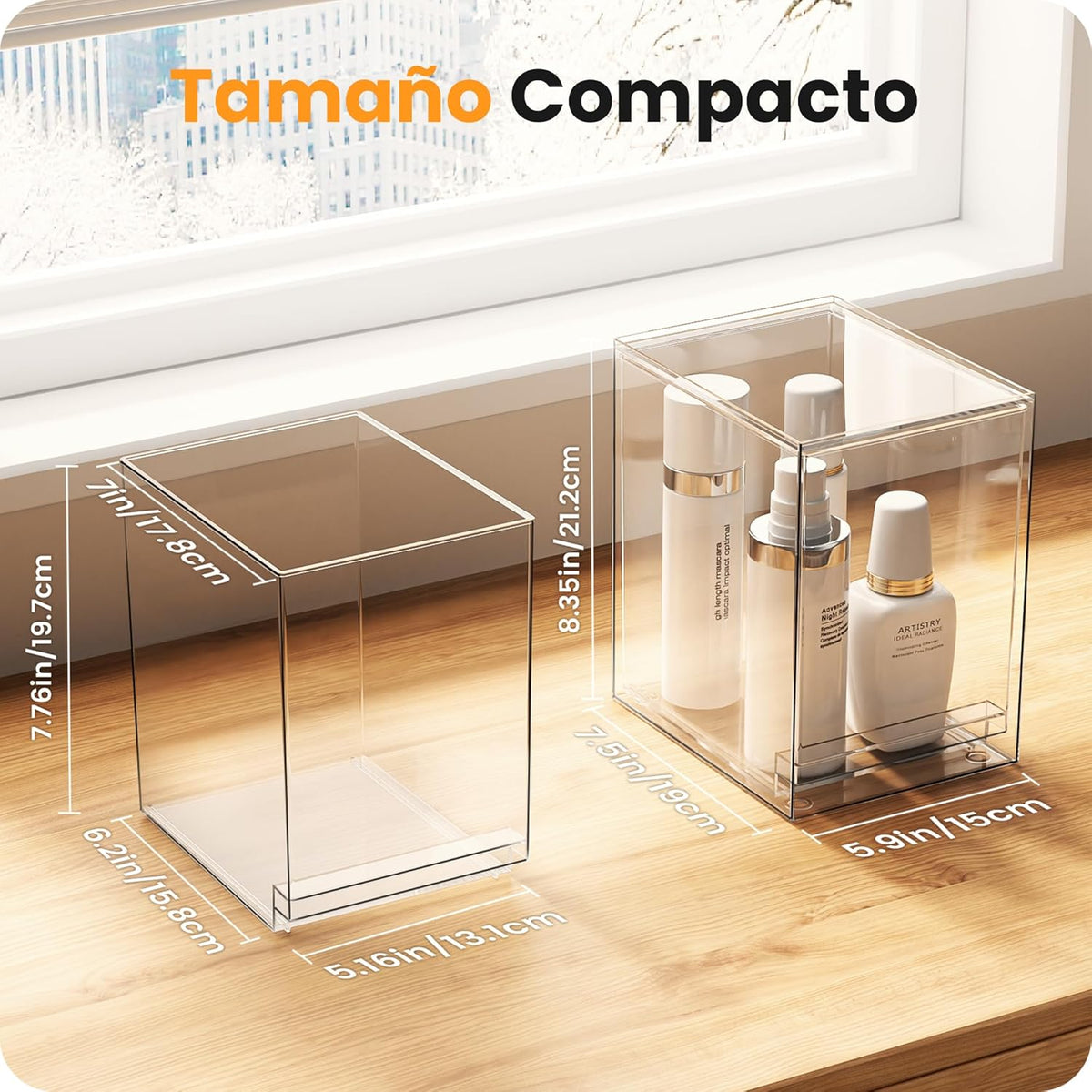 A-LuGei 【𝟰𝗣𝗖𝗦】 Acrylic Stackable Storage Drawers, 8.7" H Makeup Organizer, Bathroom Organizer and Storage, Plastic Storage Bins for Kitchen Cabinet Pantry Medicine Fridge