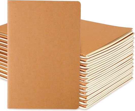 24 Pack College Ruled Notebook & Journal Bulk, Kraft Cover, Line Thick Paper, A5 Size, 5.5x8.3 inch, 60 Pages, Small Subject Note Pad Planner Set for Women Men Kids Traveler Student Office