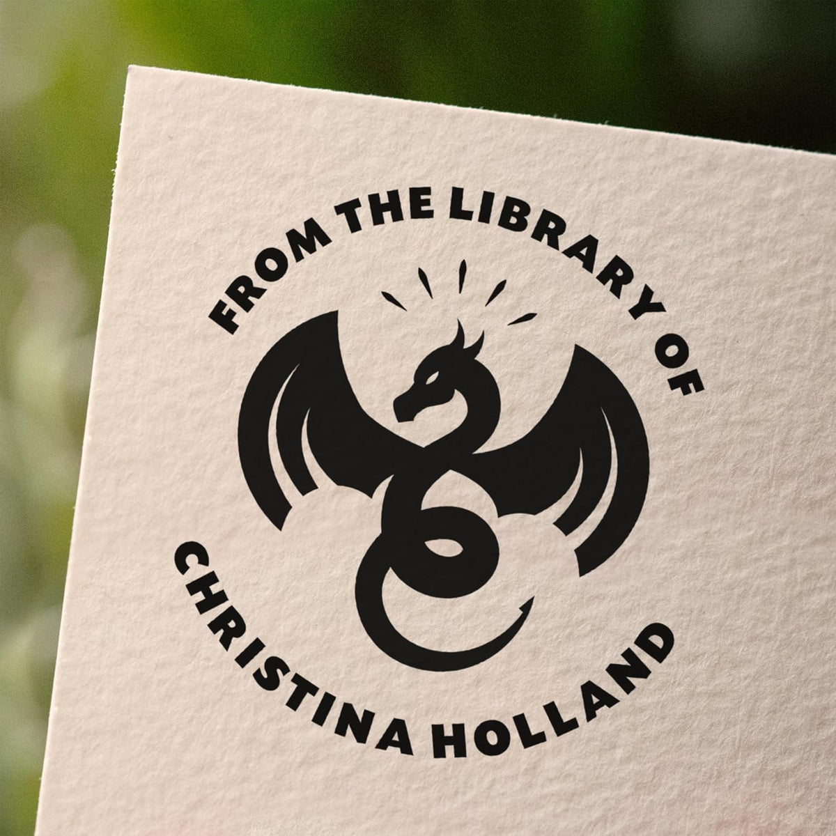 from The Library of Stamp for Fantasy Book Readers | Custom Stamp | Ex Libris | Elevate Your Dark Romance Collection of Stories and Novels (Design 5, Wood Hand Stamp)