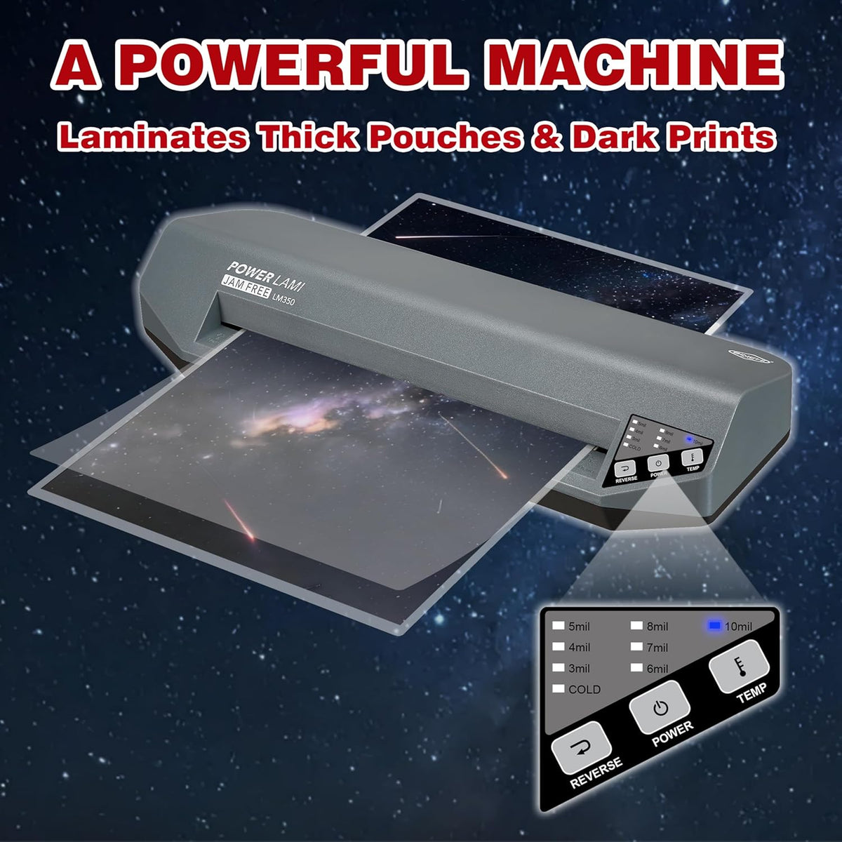 SINCHI 13" Thermal Laminator – 3–10 Mil, 48s Warm-Up, 17s/Sheet, Heavy Duty, Never Jam, Supports 10 Mil Pouches with Cardstock & Dark Prints – Includes 10 Sheets, Ideal for Office & Professional Use