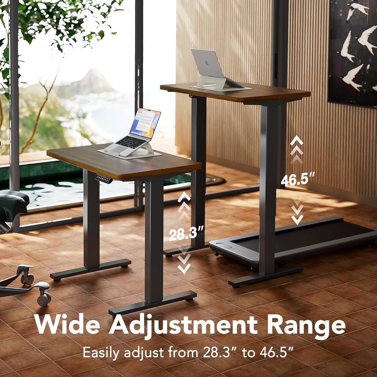 HUANUO 71 x 30 inch Electric Standing Desk Adjustable Height, 4 Memory Height Settings, Sit Stand Up Desk for Home Office & Computer Workstation, Black Walnut