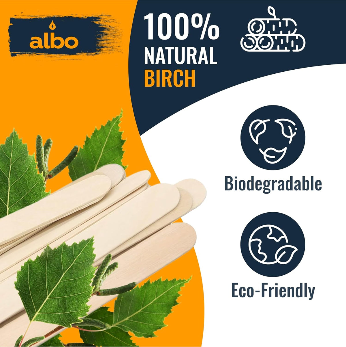 ALBO 1000 Pack 6" Wood Popsicle Sticks | Food-Safe Ice Cream, Cake Pop & Chocolate Molds | Waxing Applicators, Epoxy Resin Stir Sticks, Tongue Depressors | Bulk DIY Craft Supplies for Kids & Pros