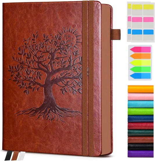 Vintage Leather Journal - 300 Page Lined Journal Notebook with Numbered Pages,A5 Notebook for Women Men,Travel Diary,Daily Journal for Writing, Note Taking, School & Work (5.8" x 8.3")