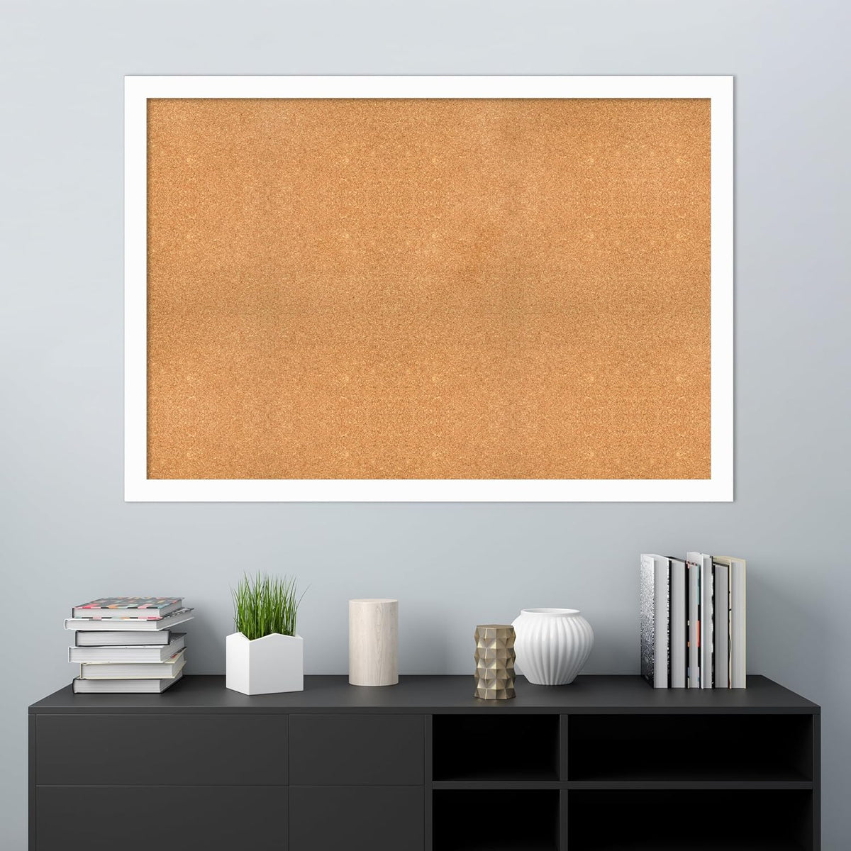 Amanti Art Natural Cork Board for Wall, 37x53 Vision Board with White Frame, Oversize Corkboard Office Decor for Home Organization, Casual Corkboard Pinboard to Display Items for Home Organization in