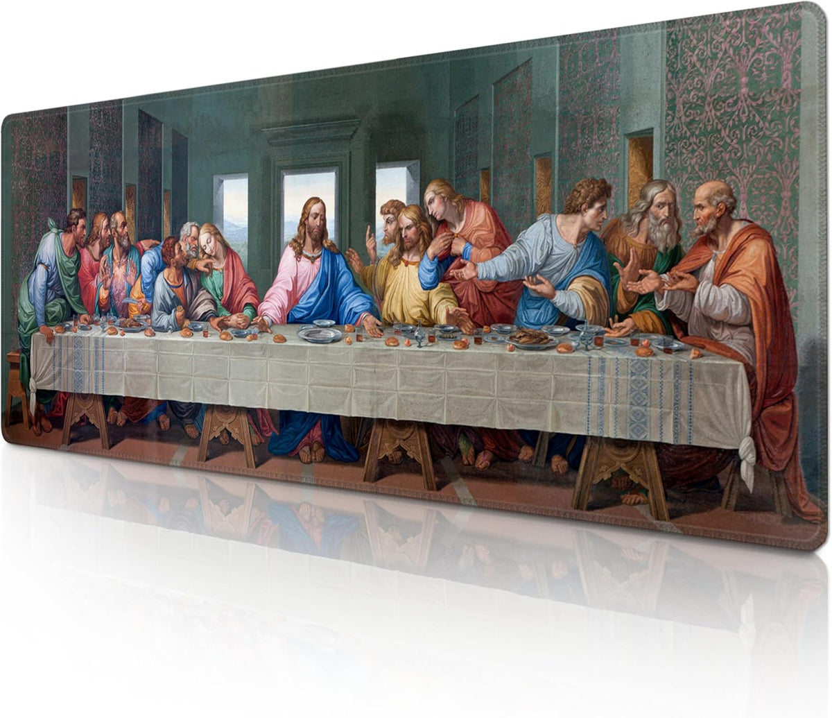 Mouse Pad with Last Supper – Religious Scenario Desk Pad – Portable Computer Mousepad – Gaming, Office, Waterproof, Non-Slip, Stitched Edges 31.5 x 11.8inches x 3mm