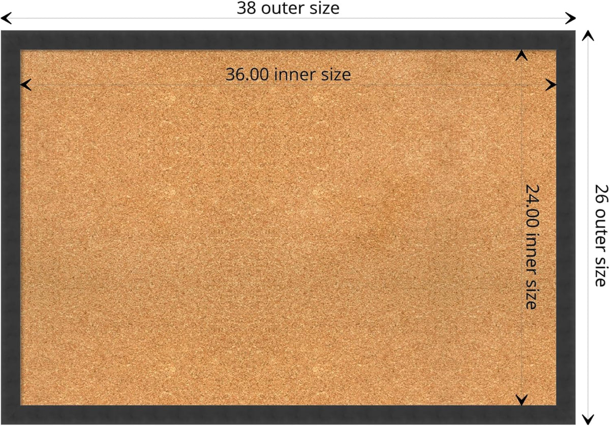 Amanti Art Natural Cork Board for Wall, 26x38 Vision Board with Black Wood Frame, Large Corkboard Office Decor for Home Organization, Modern Contemporary Corkboard Pinboard to display items for home