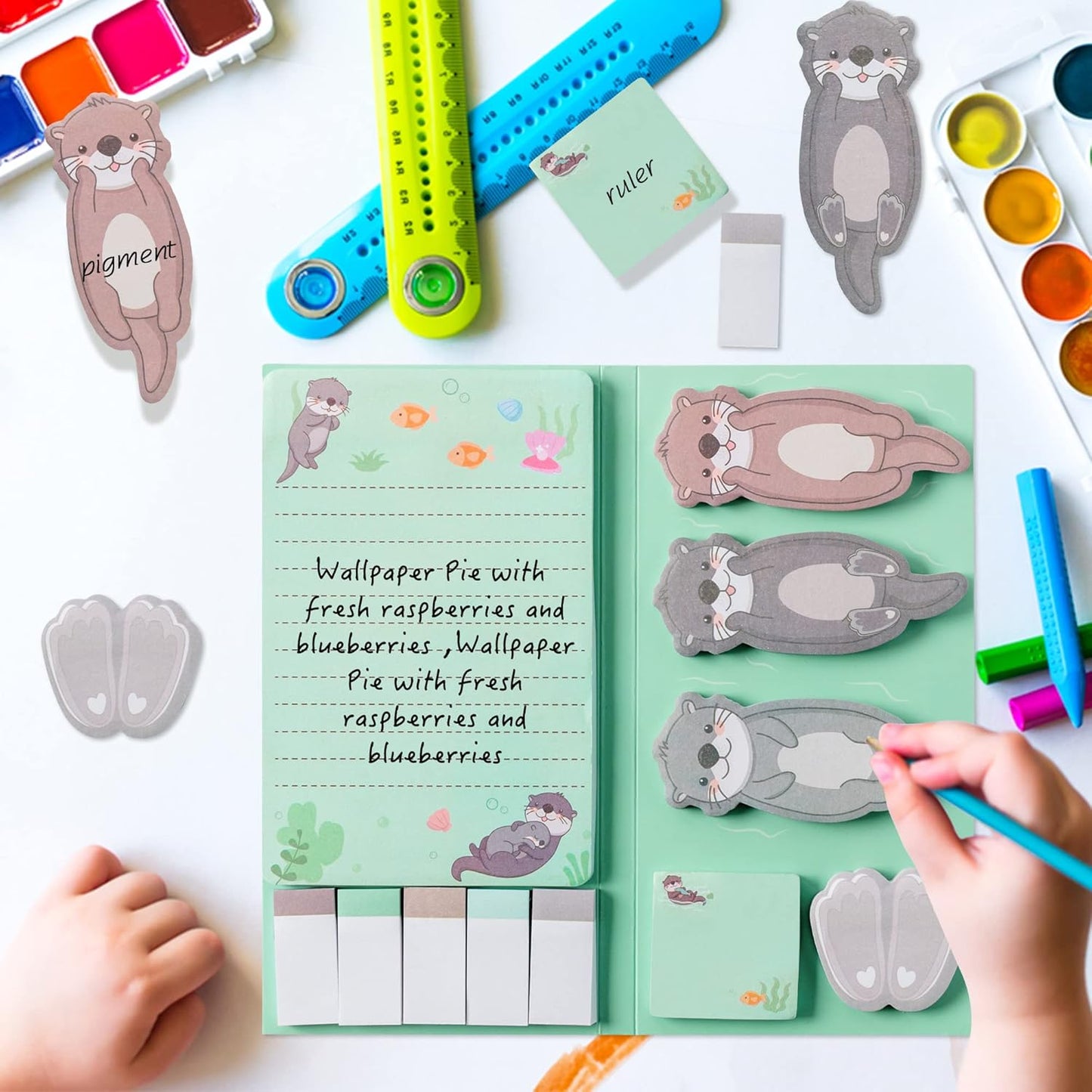 Xqumoi I Just Really Like Otters Sticky Notes Set, 550 Sheets, Cute Cartoon Otters Self-Stick Notes Pads Sea Animal Divider Tabs Bundle Writing Memo Pads Back to School Office Supplies Small Gift