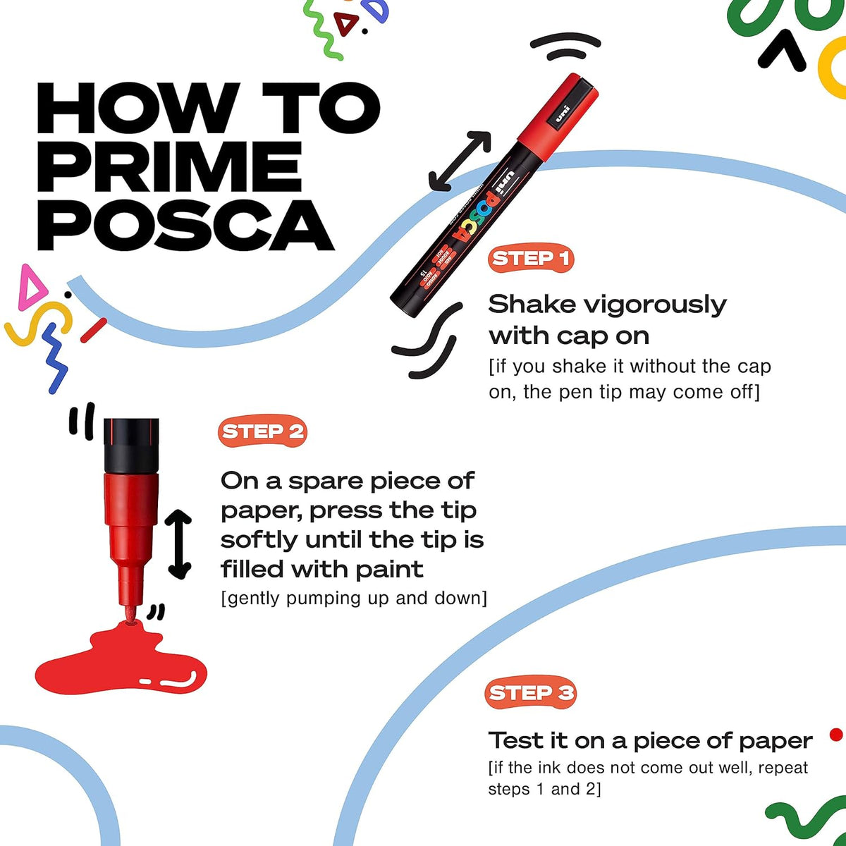 posca Markers Set, 8 Medium Paint Markers 5M – Soft Tones – White, Sunshine Yellow, Apricot, Light Pink, Coral Pink, Lavender, Light Blue, Aqua Green