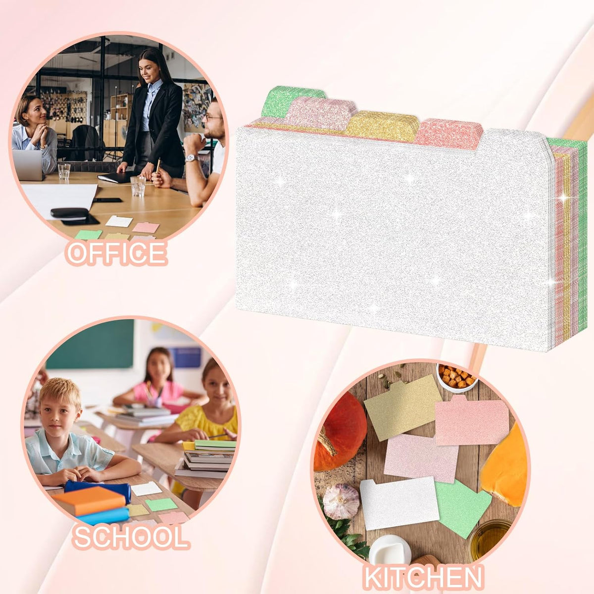 Index Card Dividers 3×5 Index Cards Guide Dividers with Alphabet Stickers Tab Dividers Recipe Guides Colorful Blank Flash Cards Study Cards for Recipe cards School Learning Office (50)
