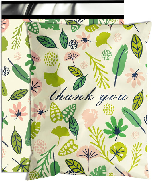 Leafs Poly Mailer 10x13 Inch 100 Pcs, Waterproof Shipping Bags for Clothing, Tear-Resistant Mailier Bags, Strong Mailing Bags with Self-Seal