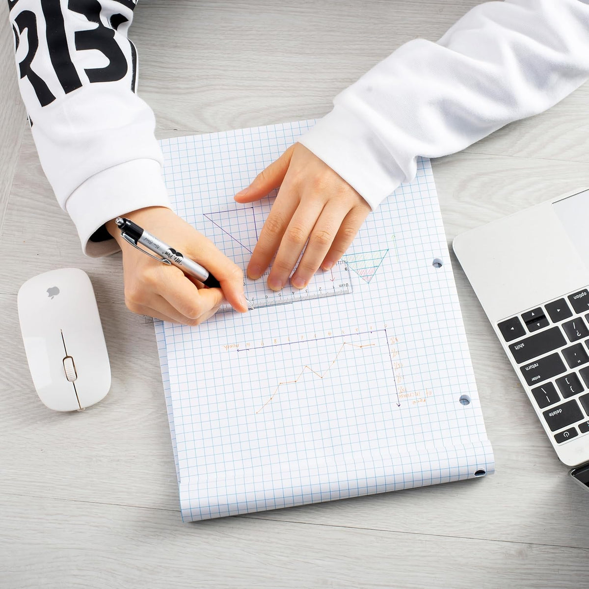 Mr. Pen- Graph Paper, 2 Pack of 55 Sheets, 8.5"x11", 4x4 (4 Squares Per Inch), 3-Hole Punched, Graphing Paper, Grid Paper Pad, Math Graph Paper Pad, Drafting Paper, Computation Pads, Square Paper