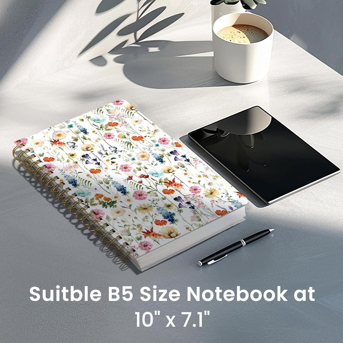 Lined Spiral Notebook Journal for Work, 300 Pages Thick B5 (7.1"x10") College Ruled Journal for Women & Writing, Hardcover Notebook for Note Taking, Perfect for Office Home School Supplies, Floral
