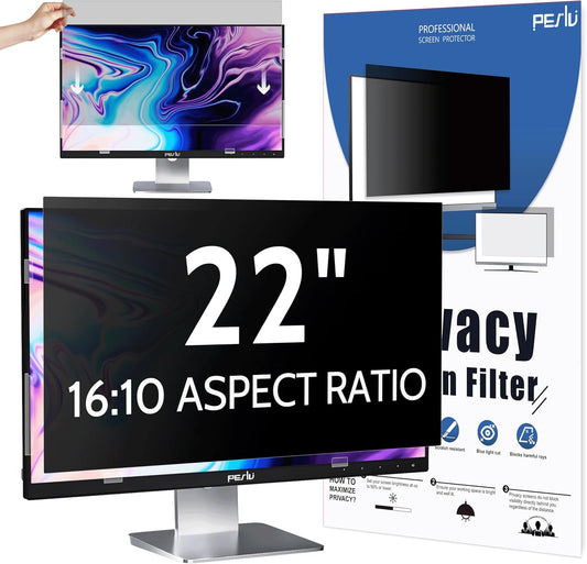 Privacy Screen for Computer Monitor 22 Inch 16:10 Aspect Ratio, Anti Blue Light Glare Removable 22 in Privacy Screen Filter Protective Film, HD 22 Inch Privacy Screen Protector for Monitor