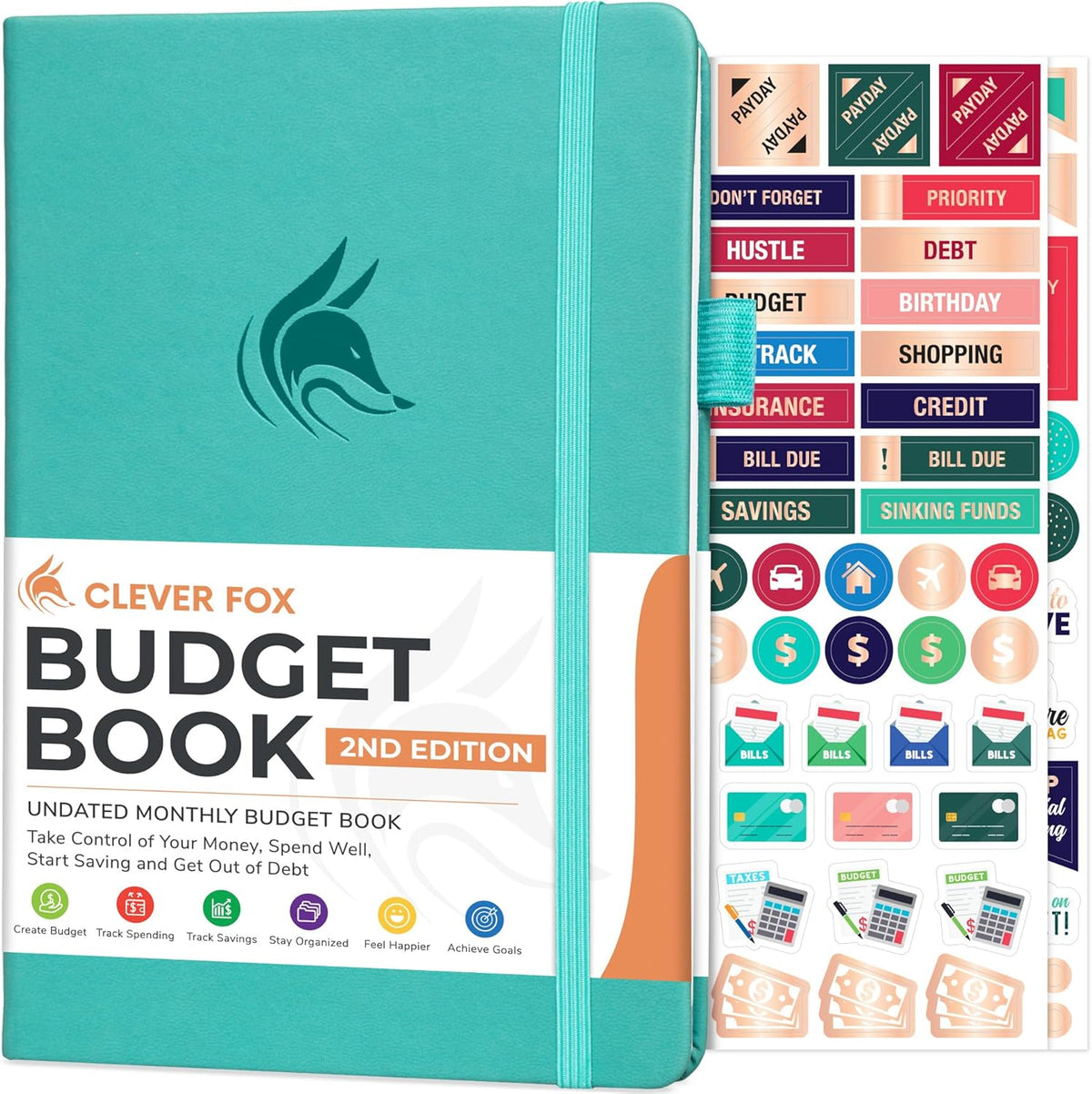 Clever Fox Budget Book 2.0 – Simple Budgeting Planner for Beginners – Financial Notebook with Money Spending, Debt & Bill Tracker (Turquoise)