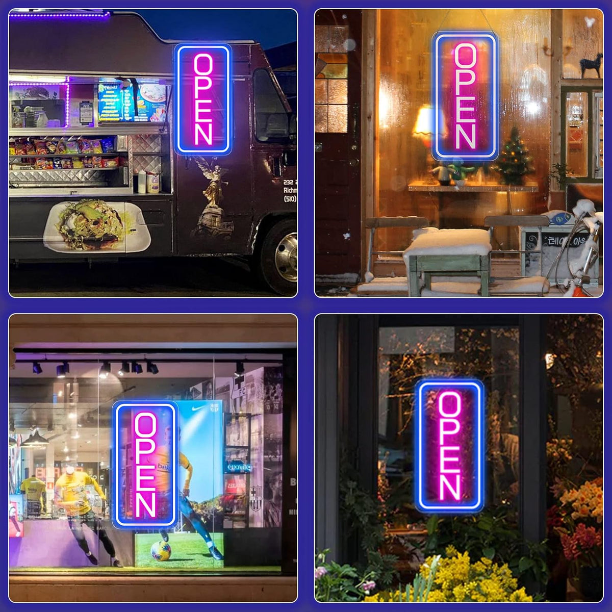 Neon Open Signs for Business, 16''x 9'' LED Open Sign, Super Bright Open Neon Sign (Blue&Pink), Neon Light Up Sign for Window Party Wall Bars Coffee Salon Club Hotel,Vertical
