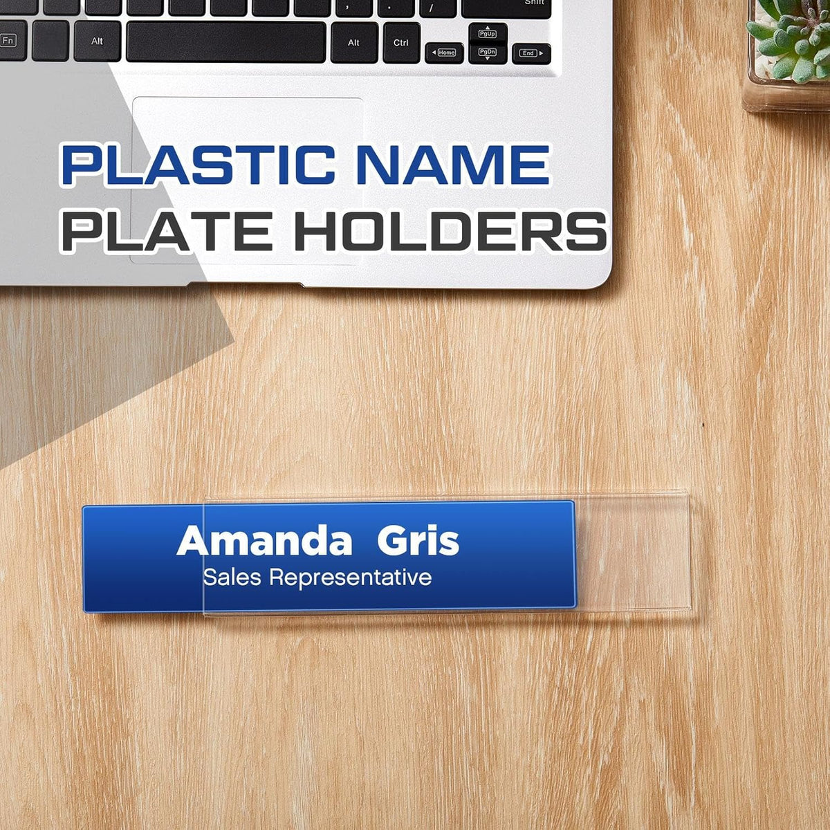 10 Pack Plastic Cubicle Name Plate Holder 8.5" Wide x 2" High Glass Wall Name Plate Holder Clear Acrylic Sign Display Stand for Home Office Business (Suitable for 1/4" Cubicle Wall)