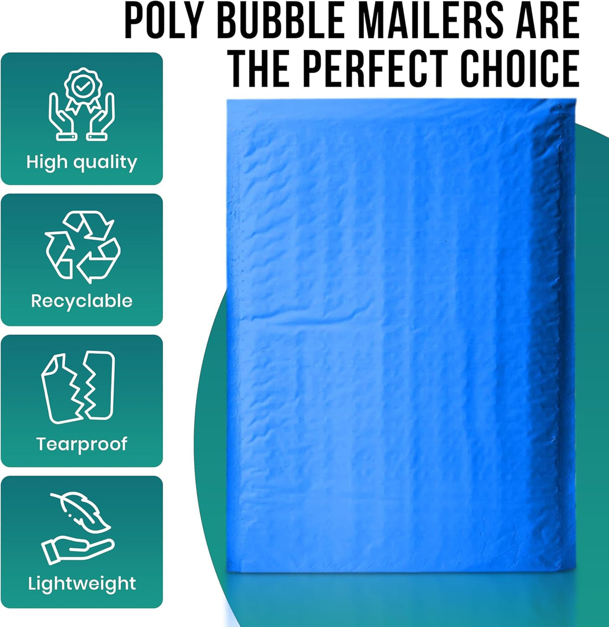 Levex - #0000 4" x 6" [10 Pack] Blue Poly Bubble Mailers, Padded Envelope Mailers, Packing Envelope & Mailing Bags for Shipping