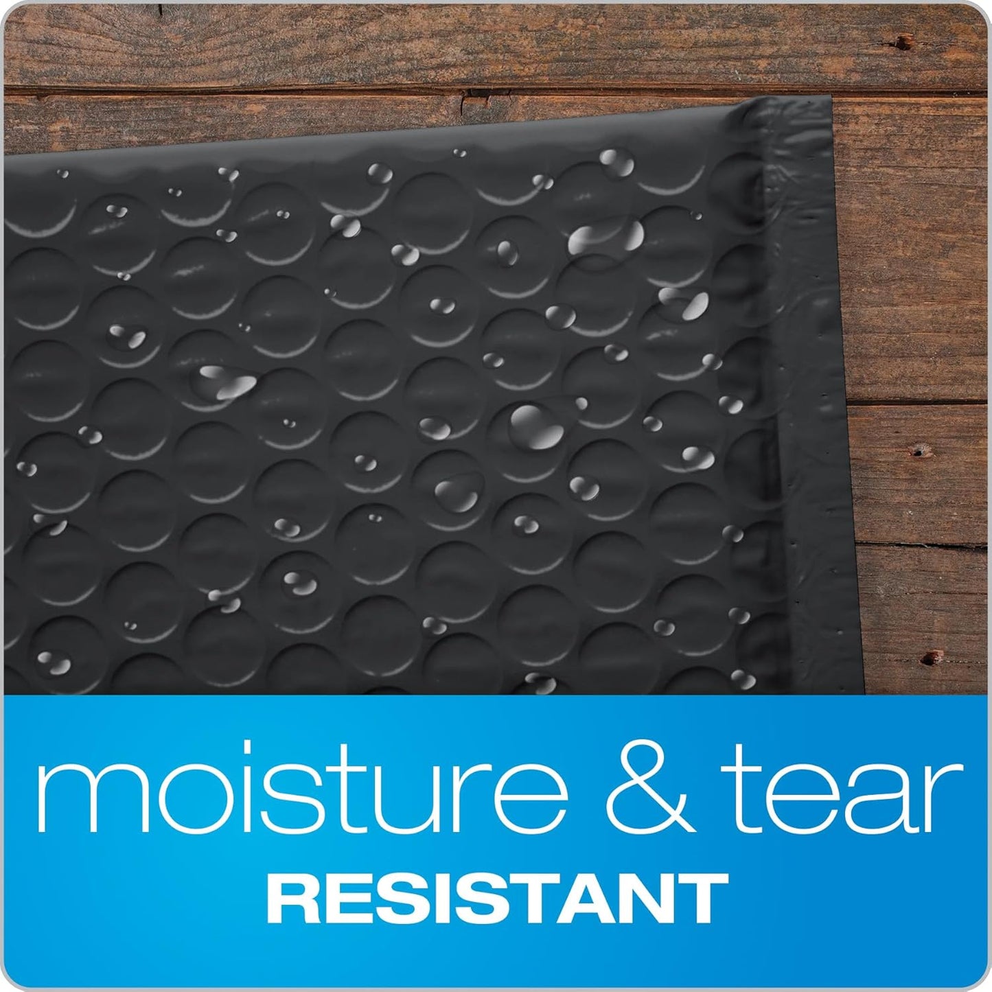 Quality Park Bubble Mailers, 6 x 9, Black Poly Mailers, Padded Envelopes, Shipping Bags, Water Resistant, Self Seal, 50 Per Box (1002351)