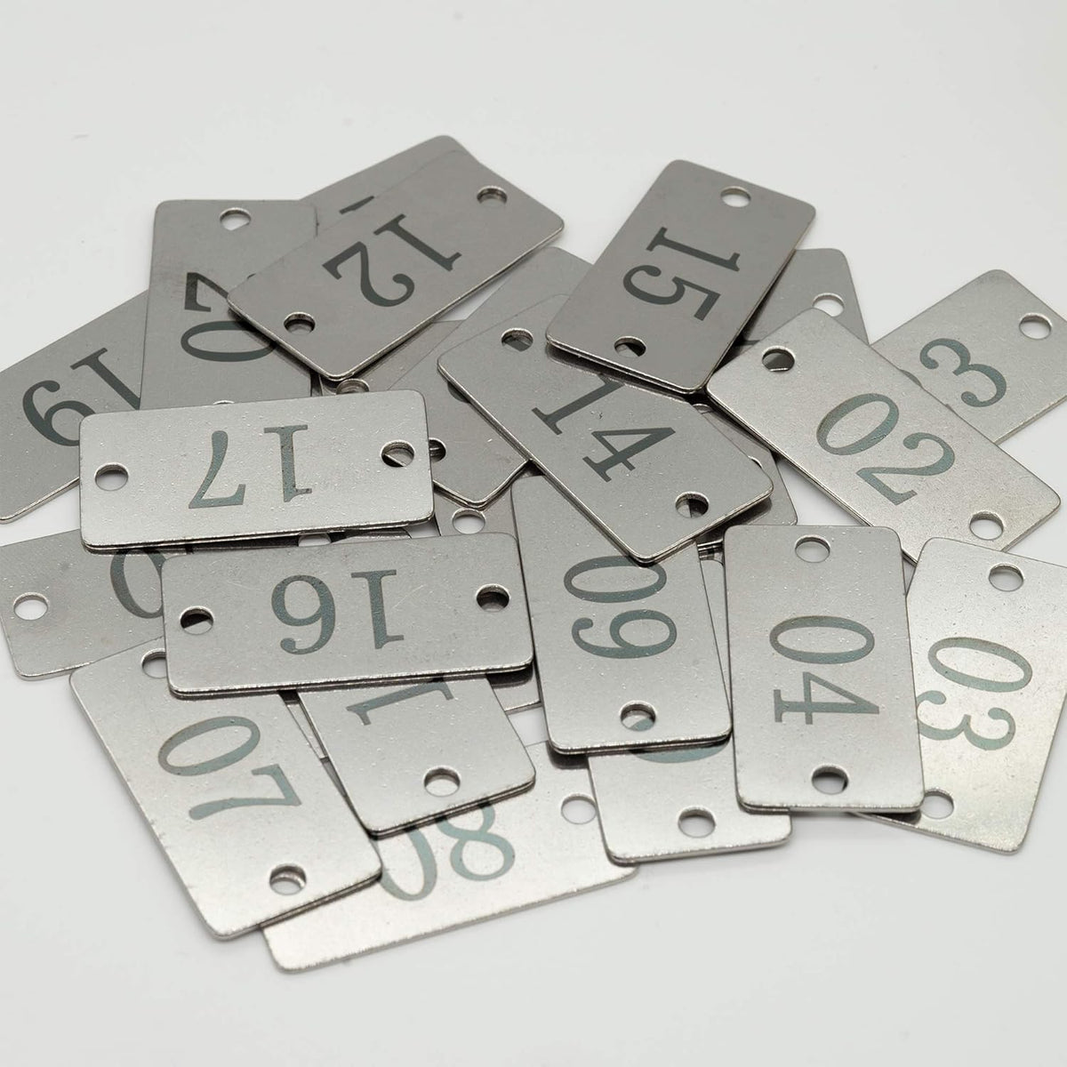 StayMax Stainless Steel Rectangle Numbered Tags with Two Holes (51-100)