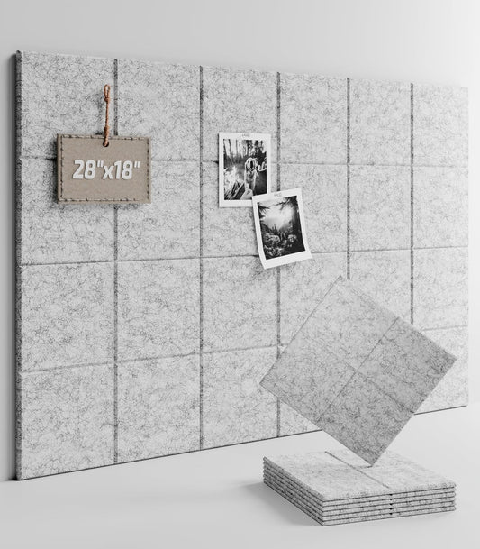 Felt Bulletin Board Tiles -28"x18" Cork Board Alternative for Office Decor, Push Pin Board Wall Organizer 6-Pack-Marble Gray