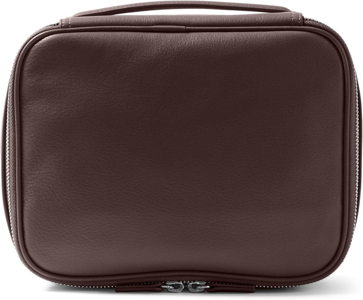 Leatherology Brown Large Travel Organizer - Zipped mesh storage pocket, elastic loops for organization, double metal zipper