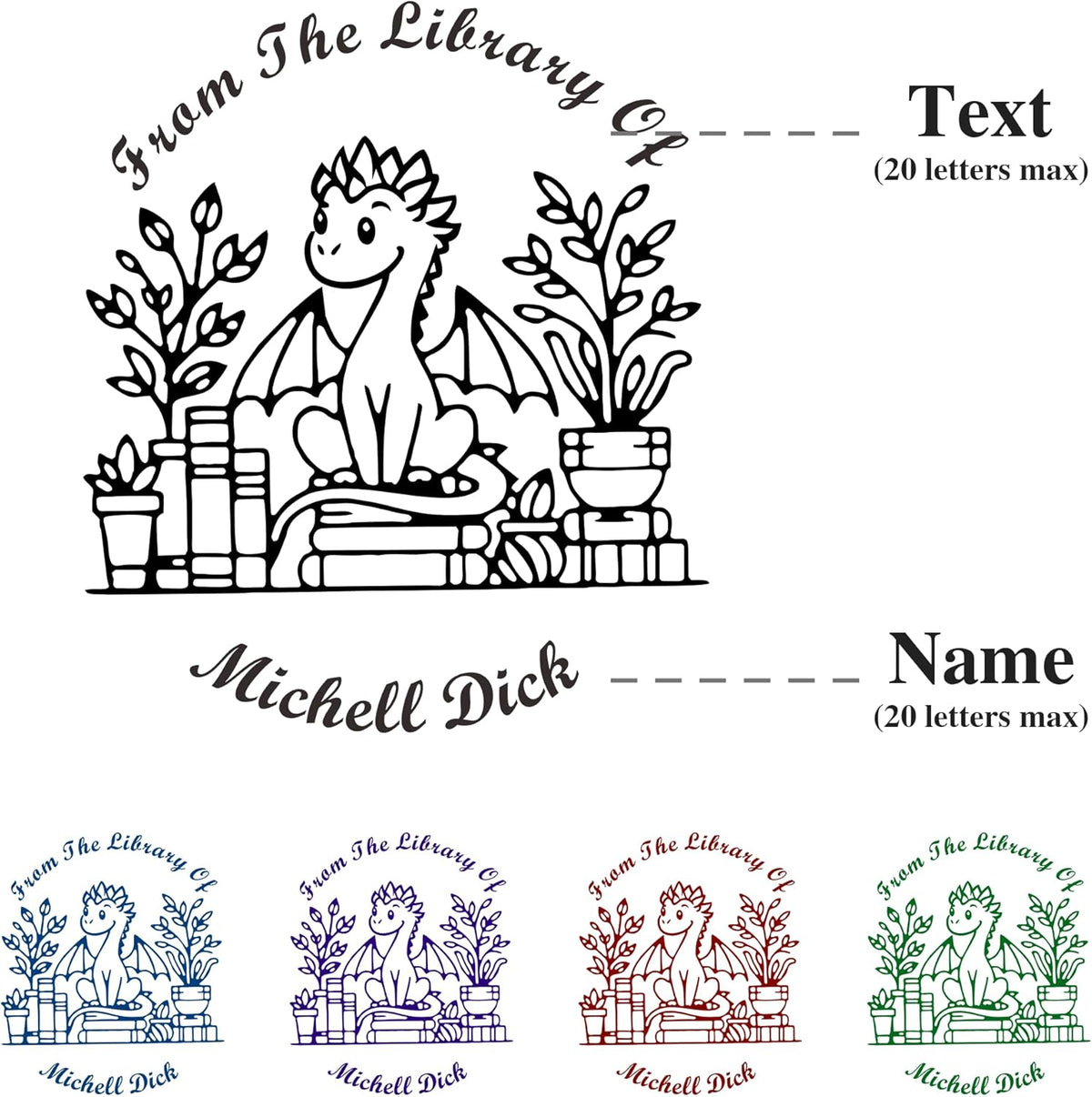 from The Library of Embossers & Stamps Custom Color Self-Inking Stamp with Your Name or Design Great for Personalizing Books, Text Books and Journals (21)