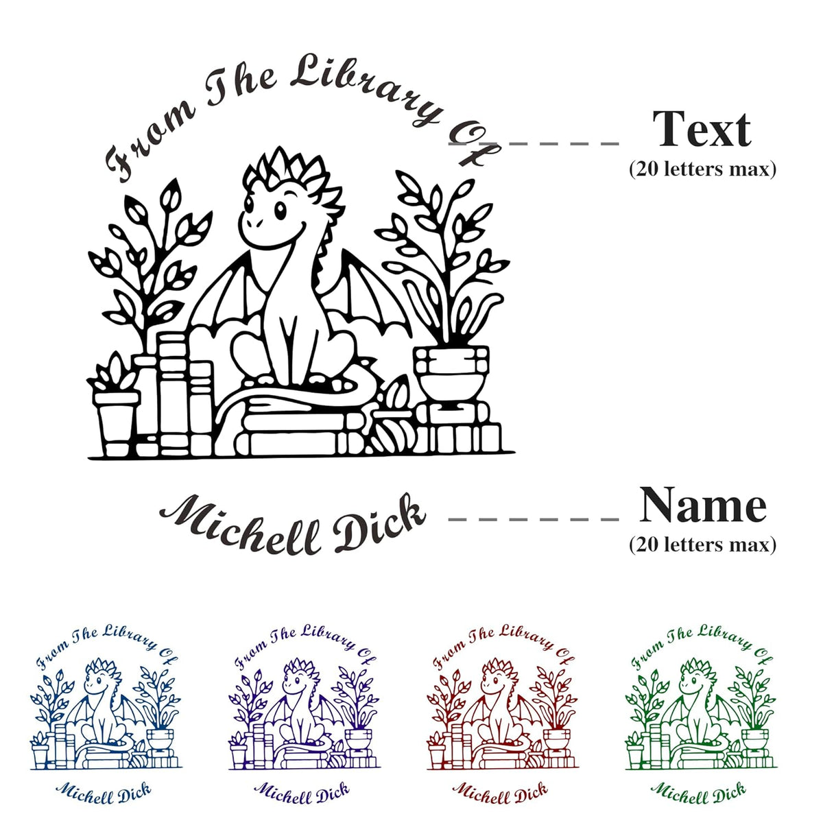 Book Embosser Custom Embosser Stamp with Your Name or Design Personalized Library Embosser Stamp Customized Books Business Cards Paper Documents Notebooks etc. (Dragon Theme - 05)