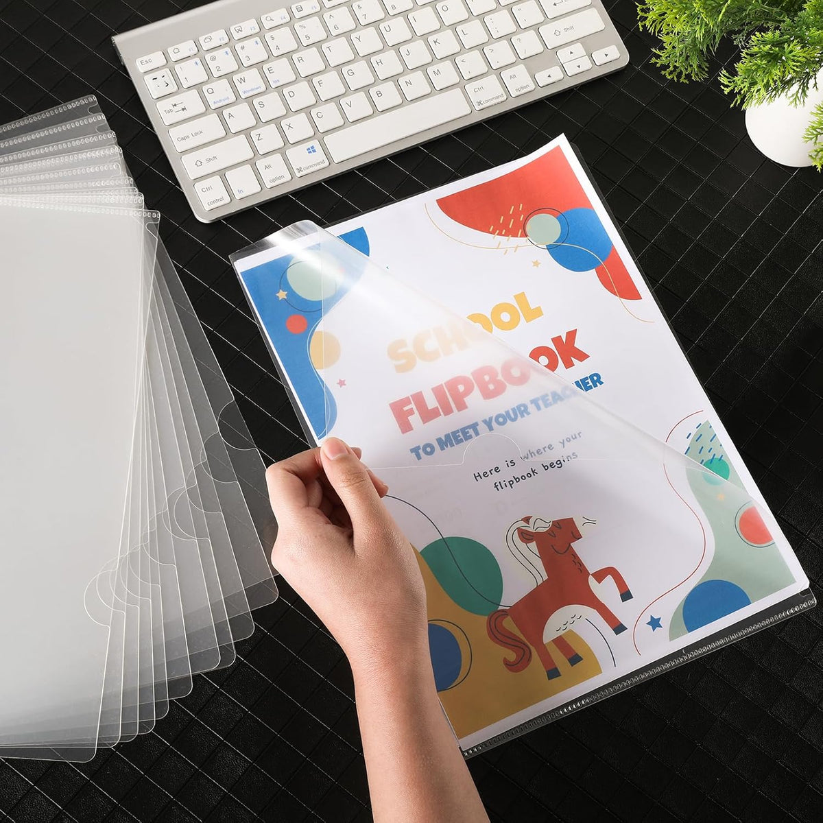 63 Pack Clear Plastic Document Folders L-Type Transparent Project Pockets for A4 Letter Size Paper