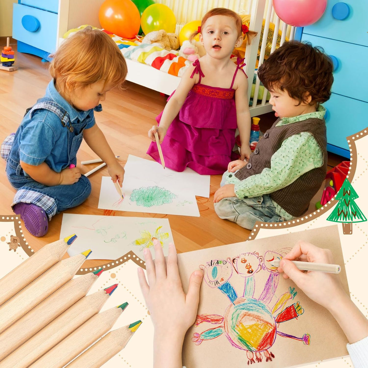 Ctosree 24 Packs 4 in 1 Rainbow Pencils 3.5 Inch Mini Colored Pencils Bulk in Kraft Boxes Gift for Kids Classroom School Drawing Birthday Christmas Party Favor, 6 Per Pack