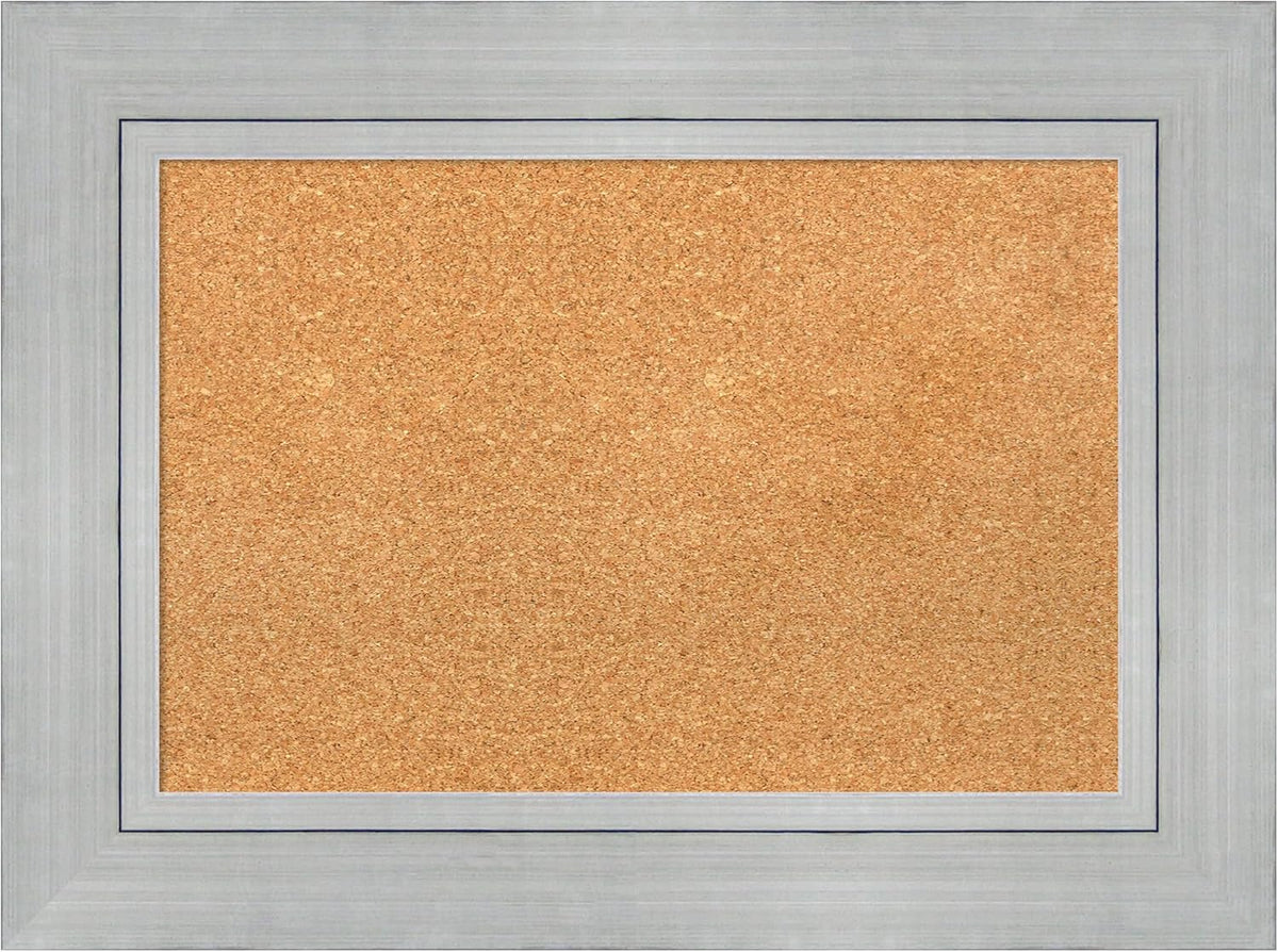 Amanti Art Natural Cork Board for Wall, 23x31 Vision Board with Silver Wood Frame, Medium Corkboard Office Decor for Home Organization, Casual Corkboard Pinboard to Display Items for Home