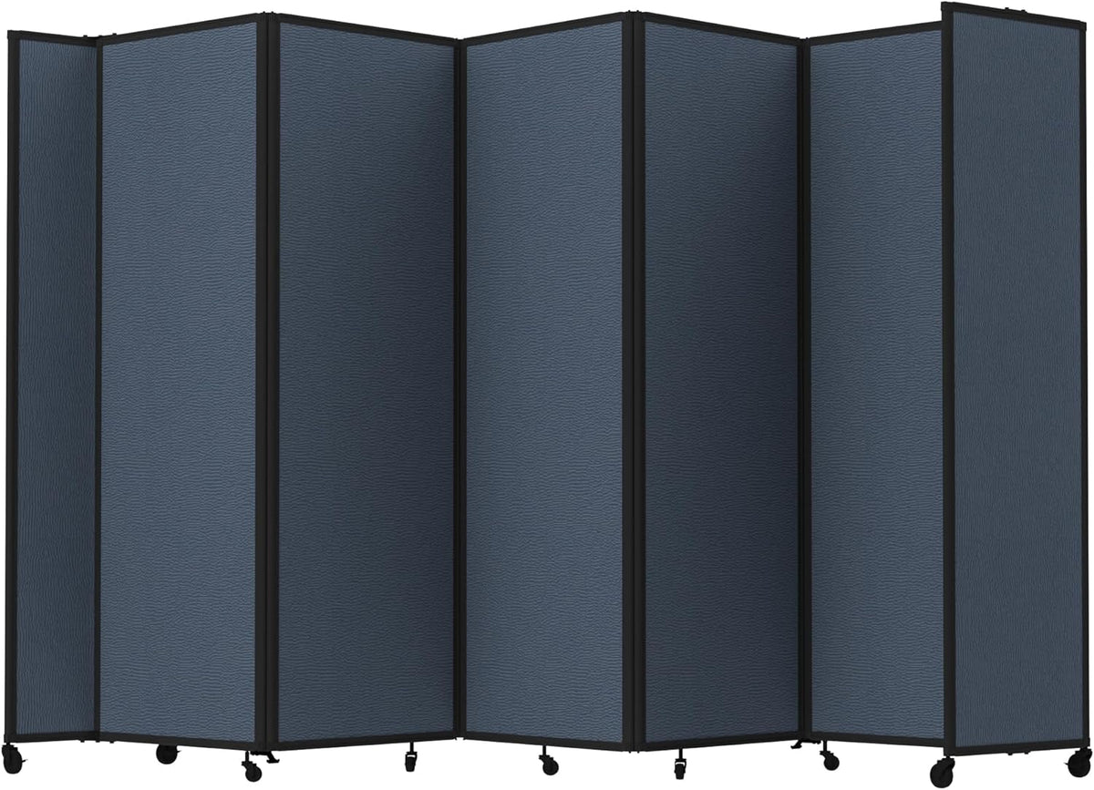 Versare Room Divider 360 Portable Wall Partition | Folding Panels | Large Freestanding Divider | Locking Wheels | Temporary Room Separator | 14' x 7'6'', Ocean