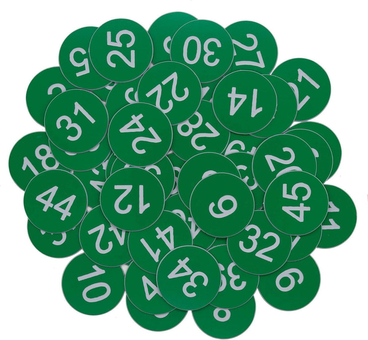 StayMax Plastic Number Tags Engraved Numbered Tags Without Hole (1-100, Green)