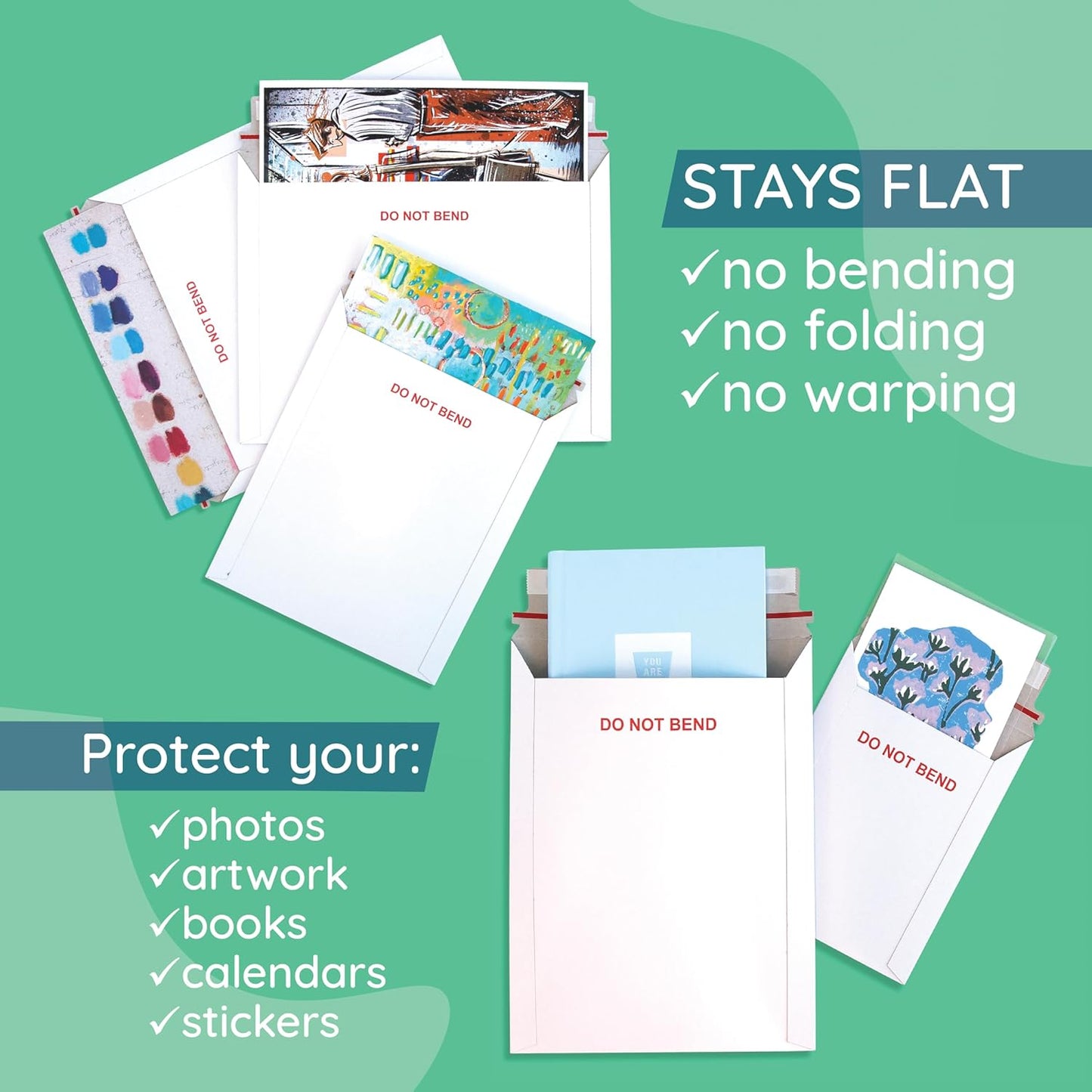 Blue Summit 50 Pack Rigid Mailers 9x12, Cardboard Envelopes, Do Not Bend Envelope, 9.75 x 12 Cardboard Mailer for cards, For Paper Document, Pictures, and Magazine