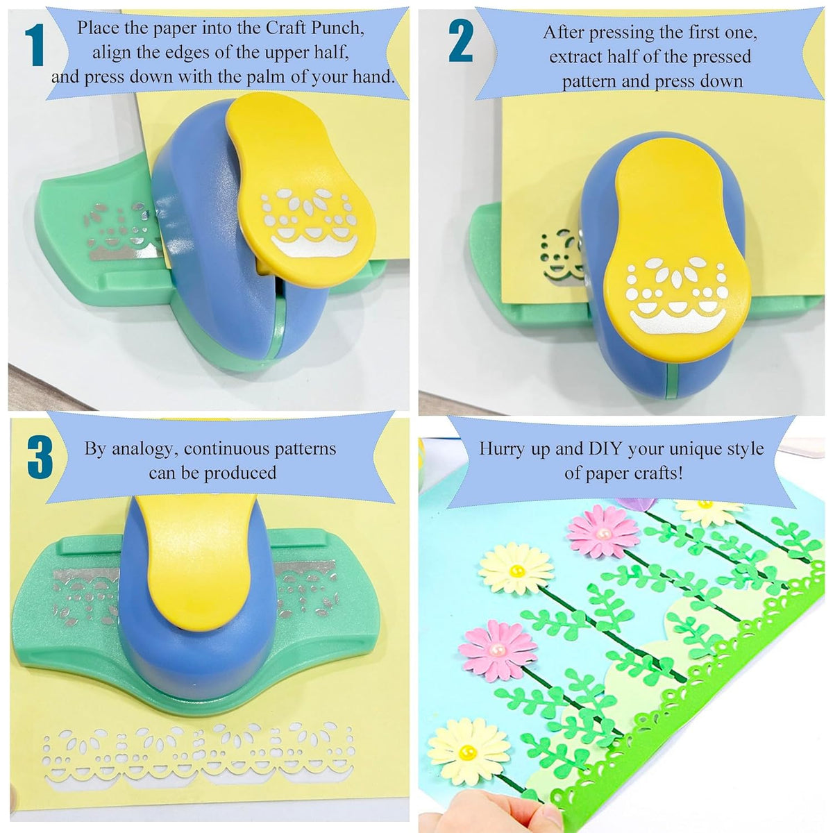 MIAO JIN Three Rings Craft Punch - Hemming & Edge Punch for Scrapbooking, Gift Cards, Wedding Cards & Decorations