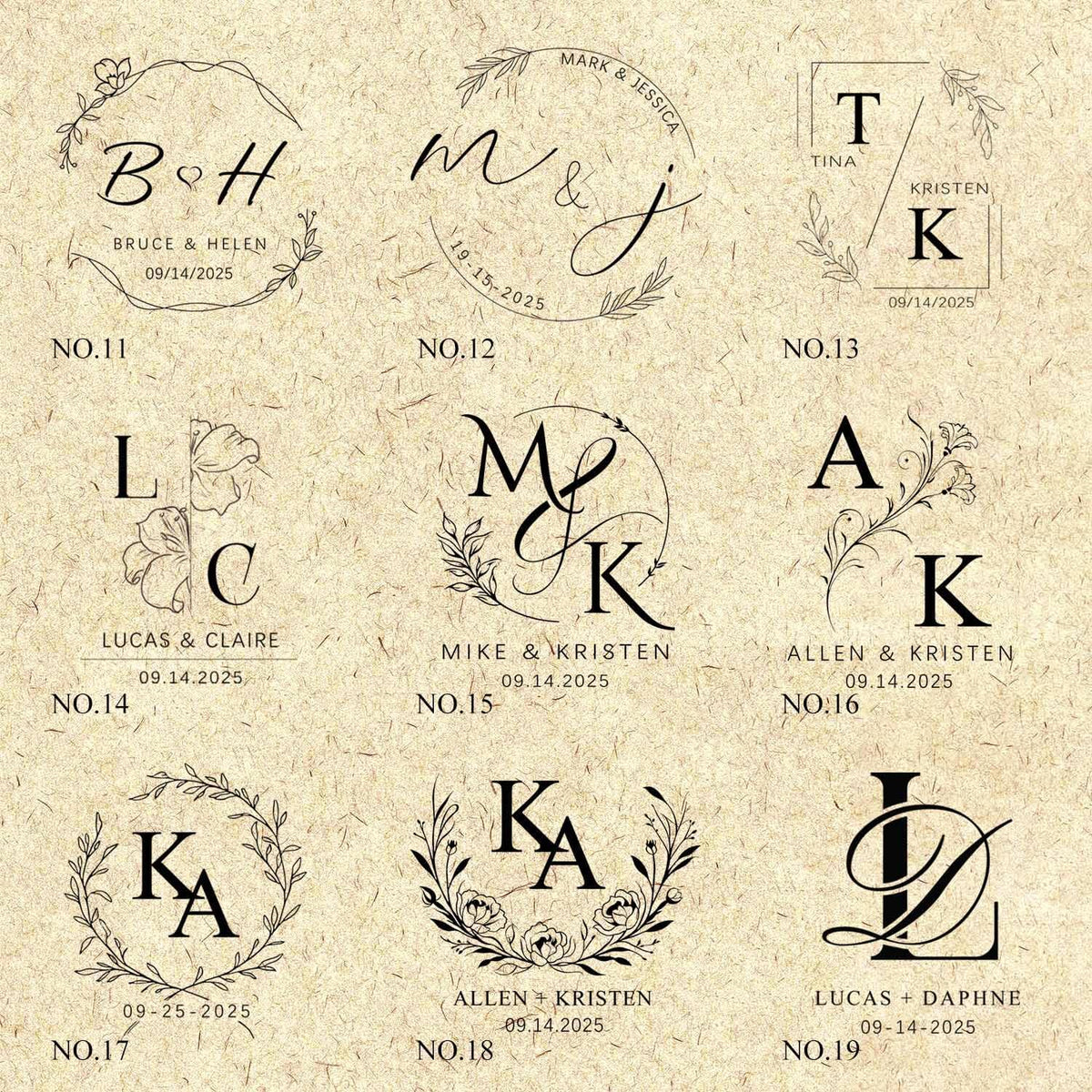 Wedding Embosser Custom - Embosser Stamp Custom for Card, Napkin, Invitation and Envelope, Personalized Wedding Stamp with Name, Initials and Logo - Wedding 04